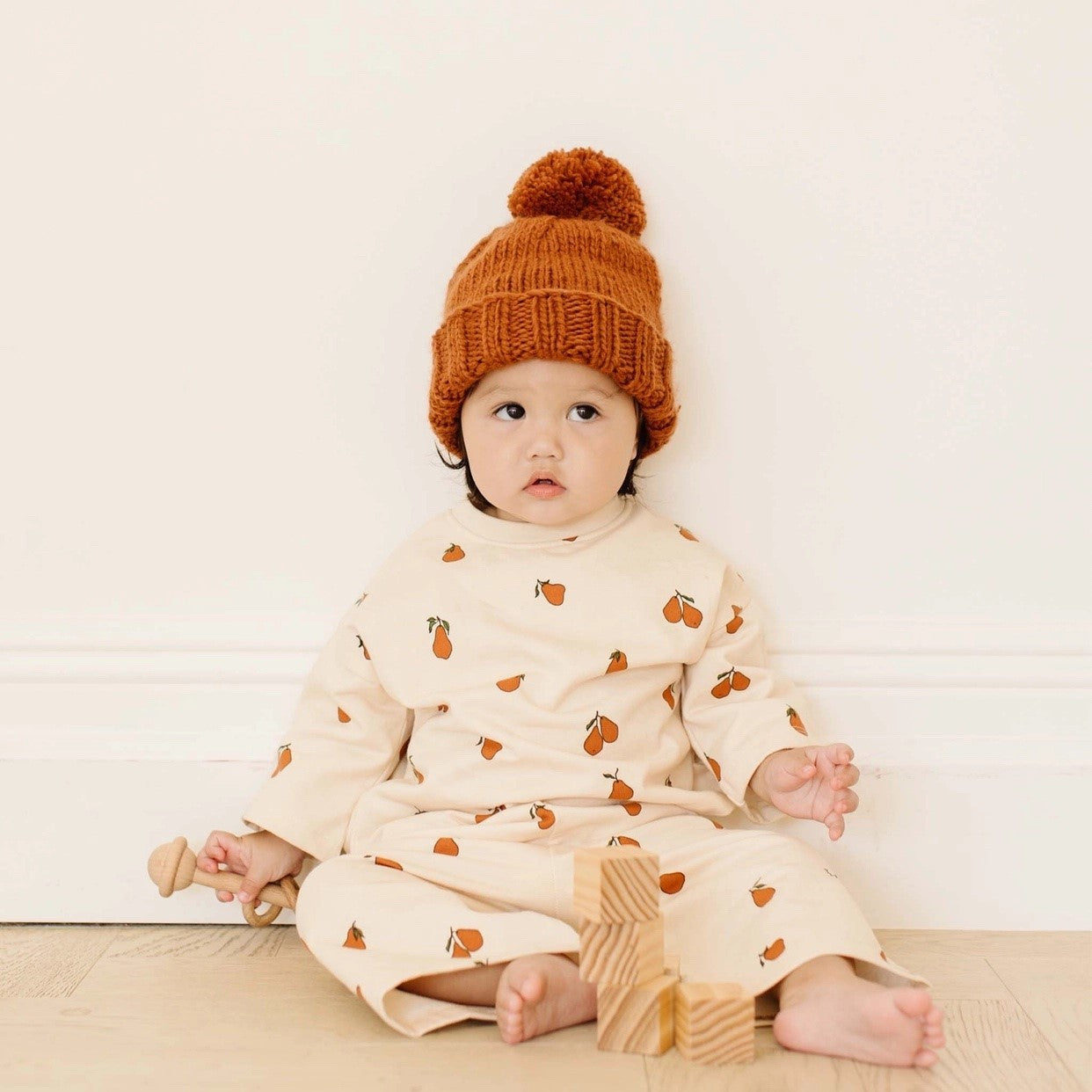 Classic Pom Hat, Cinnamon, Baby Beanie, Kids Clothing [size:small]