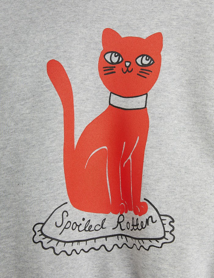 Mini Rodini, Kids Clothing. Cat Sweatshirt Closeup