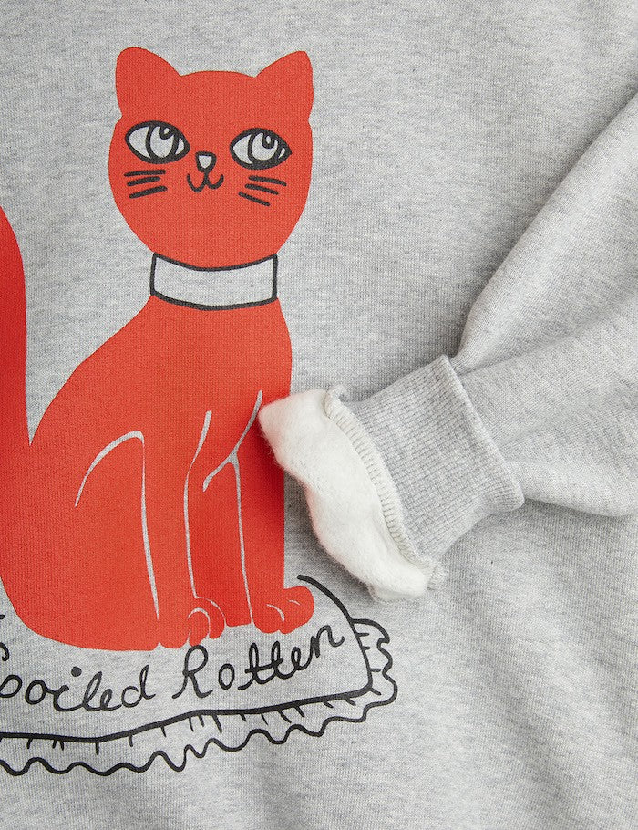 Mini Rodini, Kids Clothing. Cat Sweatshirt Sleeve Shot