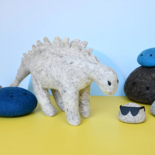 Dashdu - Large Grey Marle Felt Stegosaurus