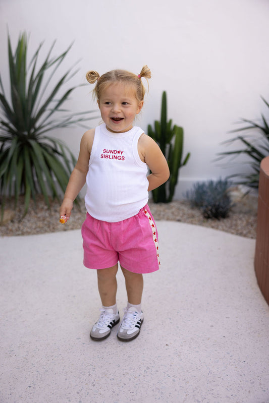 Sunday Siblings Pink Cord Shorts